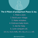 Read more about the article How I can help you with the 6 pillars of postpartum peace and joy.